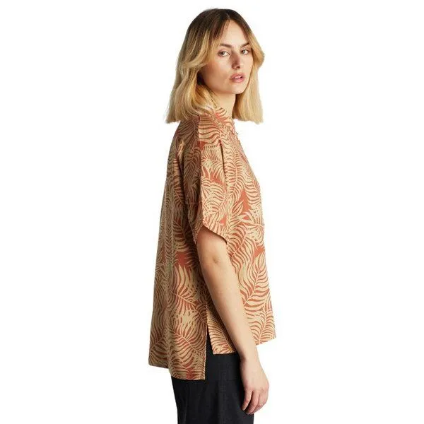 Dedicated DEDICATED Short Sleeve Shirt Nibe Palm Leaves, Safari (beige-organge), – Produktbild 2 von 4