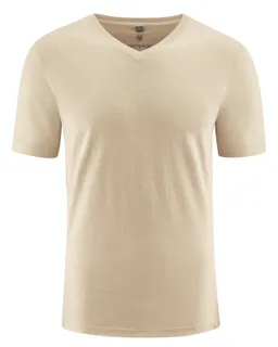HempAge Hempage Herren vegan T-Shirt Mit V-Ausschnitt Slim Fit Gobi Beige – Produktbild 1 von 1