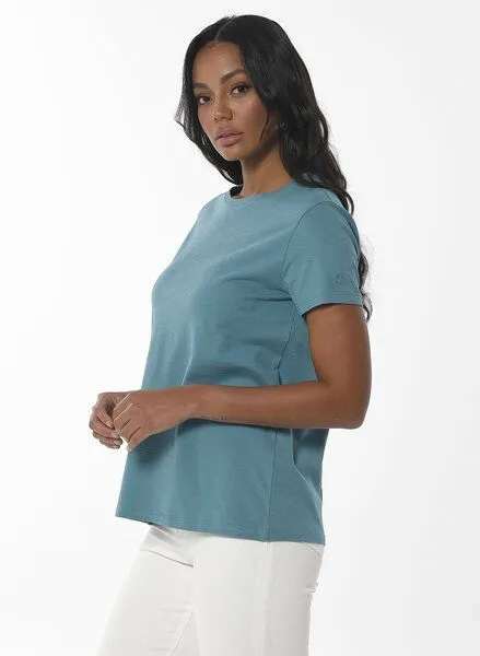 ORGANICATION ORGANICATION Damen Basic T-Shirt aus Bio-Baumwolle, Petrol(petrol green), – Produktbild 3 von 4