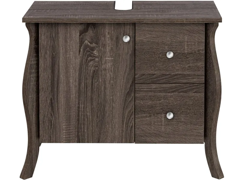 loft24 Waschbeckenunterschrank Lucinda Badezimmer Unterschrank, Braun|grau, – Produktbild 3 von 5