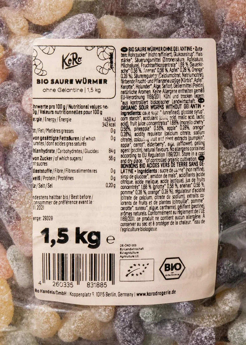 KoRo Bio Saure Würmer ohne Gelatine 1,5 kg – Produktbild 3 von 5