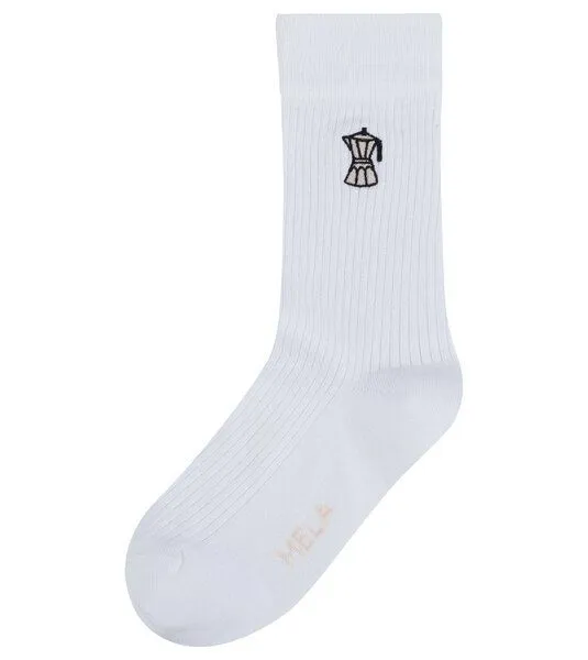 MELA MELA Gerippte Socken Kaffee aus Biobaumwoll-Mix, Weiß, – Produktbild 1 von 2