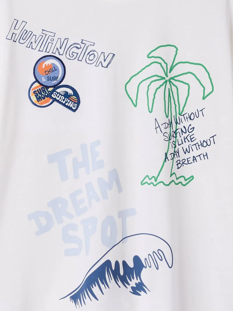 Vertbaudet T-Shirt mit Surfer-Print Jungen, Wollweiß, – Produktbild 4 von 4