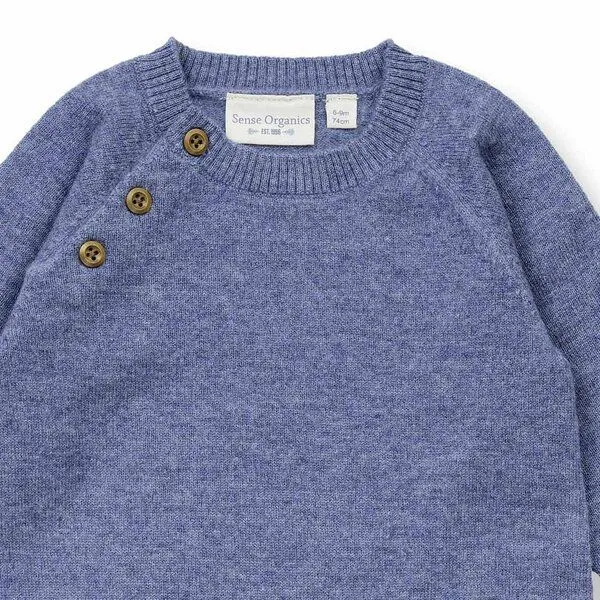 Sense Organics Sense Organics Baby Strampler aus Merinowolle, Modell ESKE, Denimblau melange, – Produktbild 3 von 4