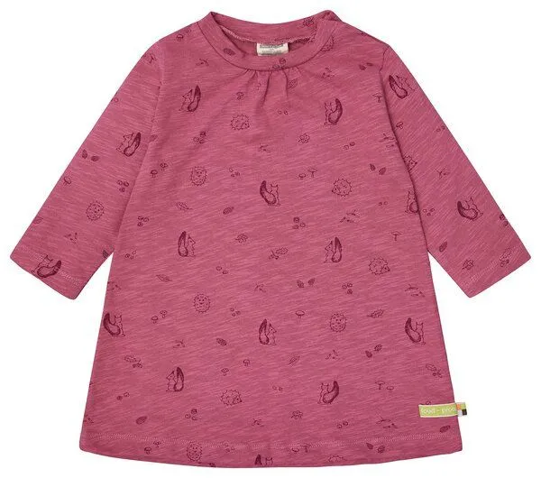 loud + proud loud + proud Babys & Kinder Kleid Slub Jersey mit Druck, GOTS-zertifiziert, Rouge(pink), – Produktbild 1 von 3