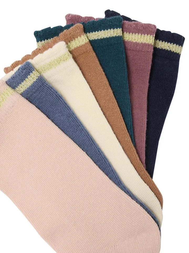 Vertbaudet Vertbaudet Socken Mädchen Socken, Glitzerstreifen BASIC 7er-Pack, Rosa, – Produktbild 3 von 3
