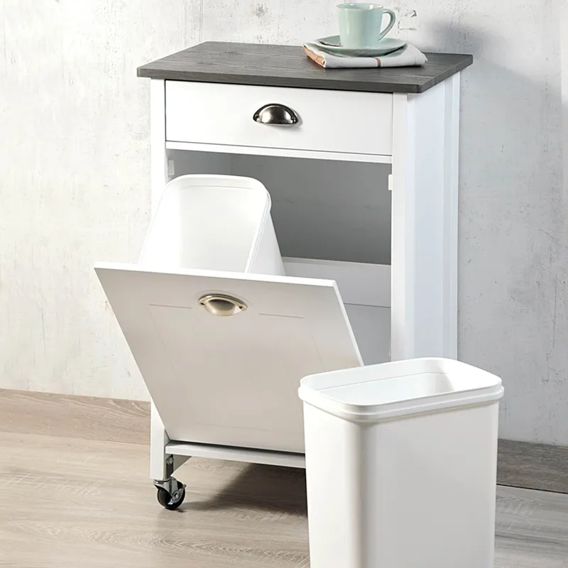 Kesper Küchenwagen mit Mülltrennsystem und Schublade, Weiss, – Produktbild 3 von 5