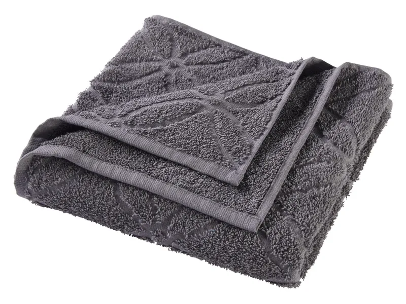 HANS NATUR Handtuch Bio-Baumwolle Frottee Blume dunkelgrau Maße 50 x 100 cm, Grau, – Produktbild 1 von 2