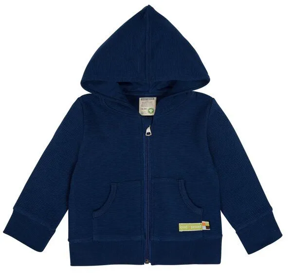 loud + proud loud + proud Babys & Kinder Kapuzenjacke Rippenstruktur, GOTS-zertifiziert, Ultramarin(blau), – Produktbild 1 von 2