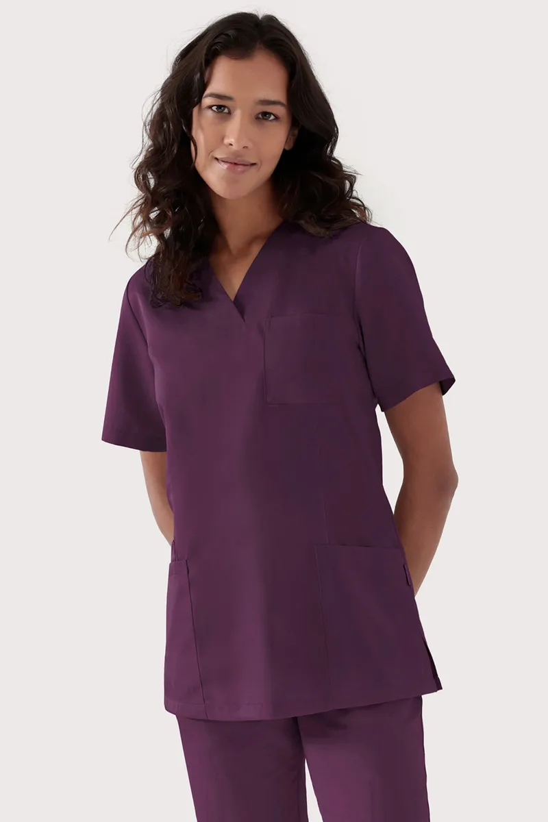 TENCEL™ Schlupfkasack Damen - V-Ausschnitt, black berry - Berufsbekleidung.de, Black berry, – Produktbild 1 von 1