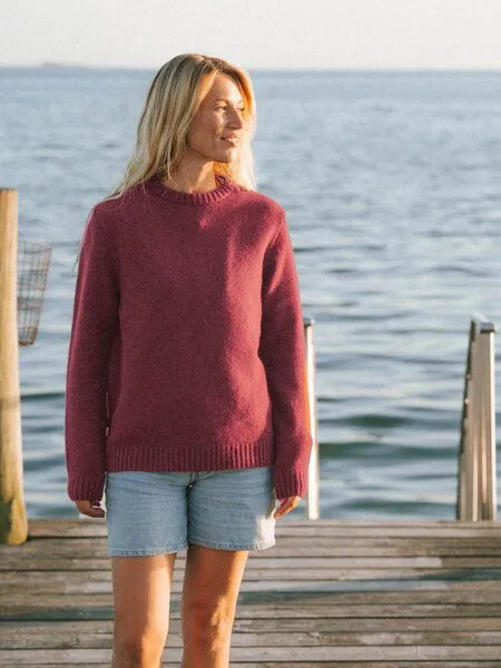 FUXBAU FUXBAU Frauen Merino Strickpullover, Bordeaux, – Produktbild 4 von 4
