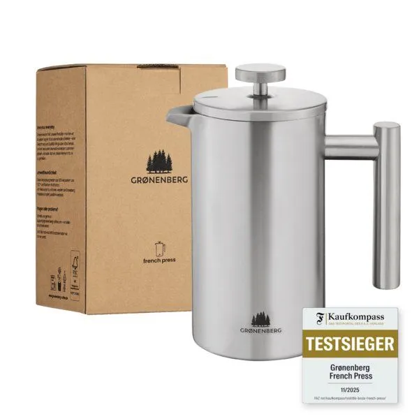 GROENENBERG GROENENBERG Edelstahl French Press 0,35 - 1 Liter | mit Thermo-Effekt | Inkl. Ersatzfilter – Produktbild 1 von 4