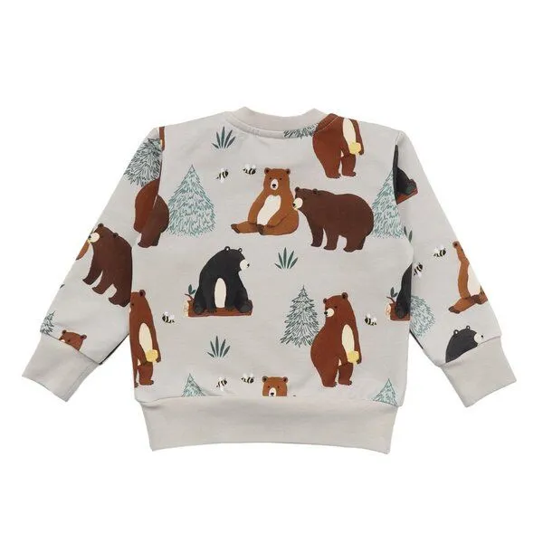 Walkiddy Walkiddy Baby Sweatshirt GOTS zertifiziert, 95% Bio-Baumwolle, beige, Bären-Allover, weich & bequem – Produktbild 2 von 3