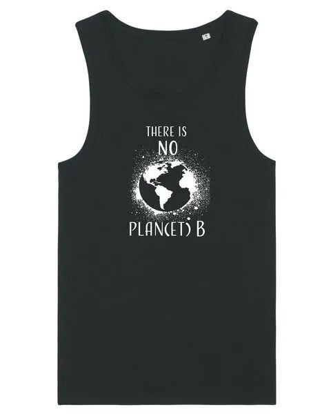 Human Family Human Family Herren Sommer Tanktop aus Bio Baumwolle "Wake - No Planet B", Schwarz, – Produktbild 1 von 2