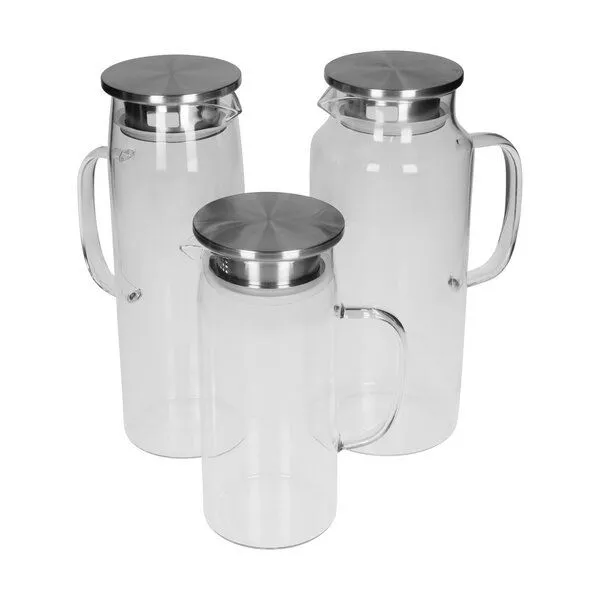 elasto elasto Glaskaraffe mit Sieb aus Edelstahl 1, 1,5 & 2 L - Glaskrug aus Borosilikatglas – Produktbild 4 von 4