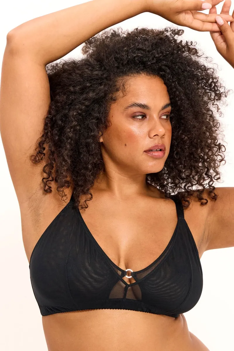 Understatement Understatement Damen vegan Bralette Aus Netzstoff Mit Doppeltem Dreieck, Plus Schwarz, Schwarz, – Produktbild 2 von 2