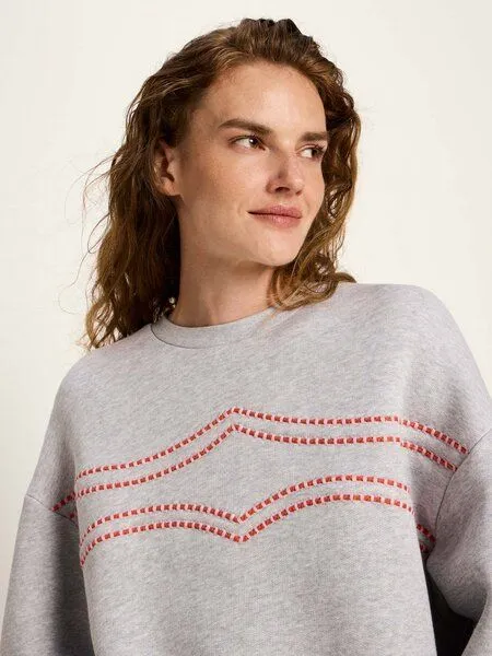 LANIUS LANIUS Statementsweatshirt (GOTS) aus Bio-Baumwolle, Grey melange, – Produktbild 4 von 4