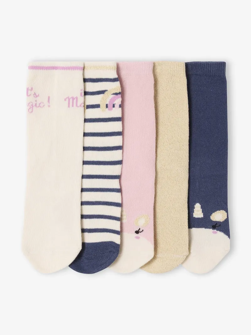 Vertbaudet 5er-Pack Socken EINHORN, Marine, – Produktbild 2 von 3