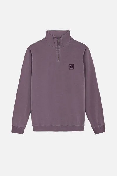 Trendsplant Trendsplant Sauce Loopback Pigment Dyed Half Zip Sweatshirt Sunset Purple, Lila, – Produktbild 3 von 5