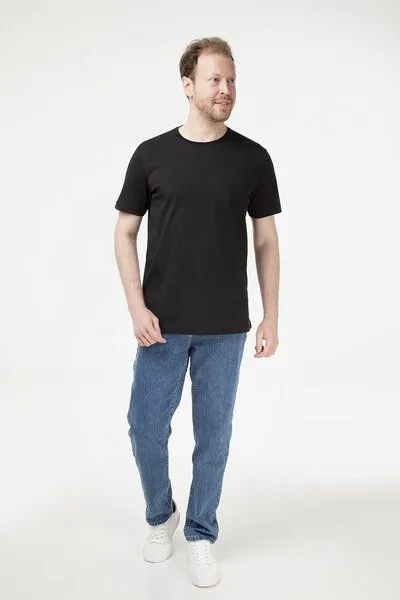 Evermind Evermind Herren T-Shirt mit Rundhalsausschnitt, Schwarz, – Produktbild 4 von 4