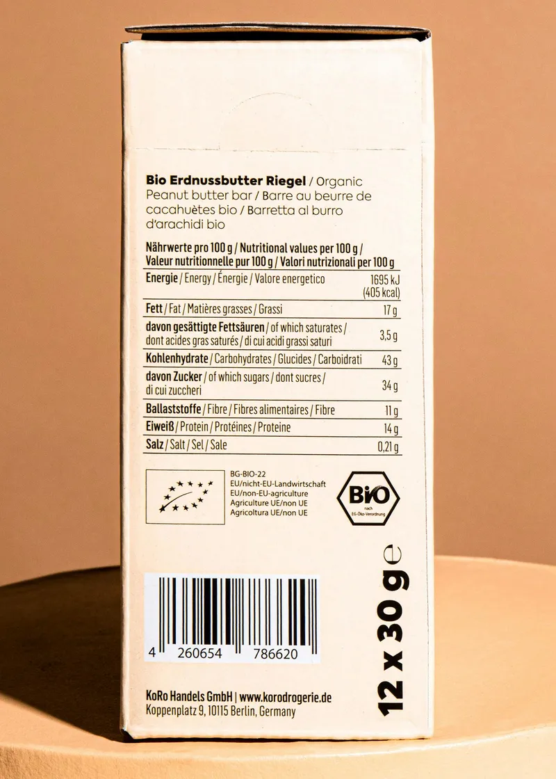 KoRo Bio Nut Butter Bar Peanut 12 x 30 g – Produktbild 4 von 5