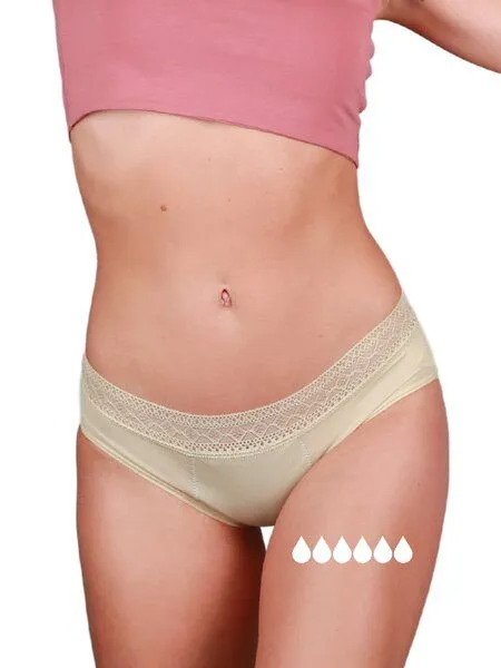 Taynie Taynie Periodenunterwäsche aus Bio-Baumwolle ohne Biozide für starke Tage & die Nacht, Beige, – Produktbild 1 von 1