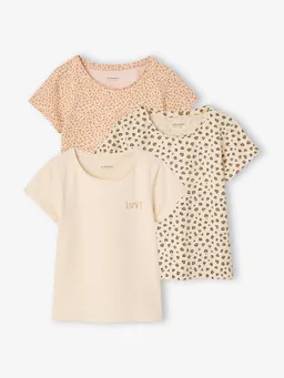 Vertbaudet 3er-Pack T-Shirts mit Glitzer-Schriftzug LOVE Mädchen – Produktbild 1 von 1
