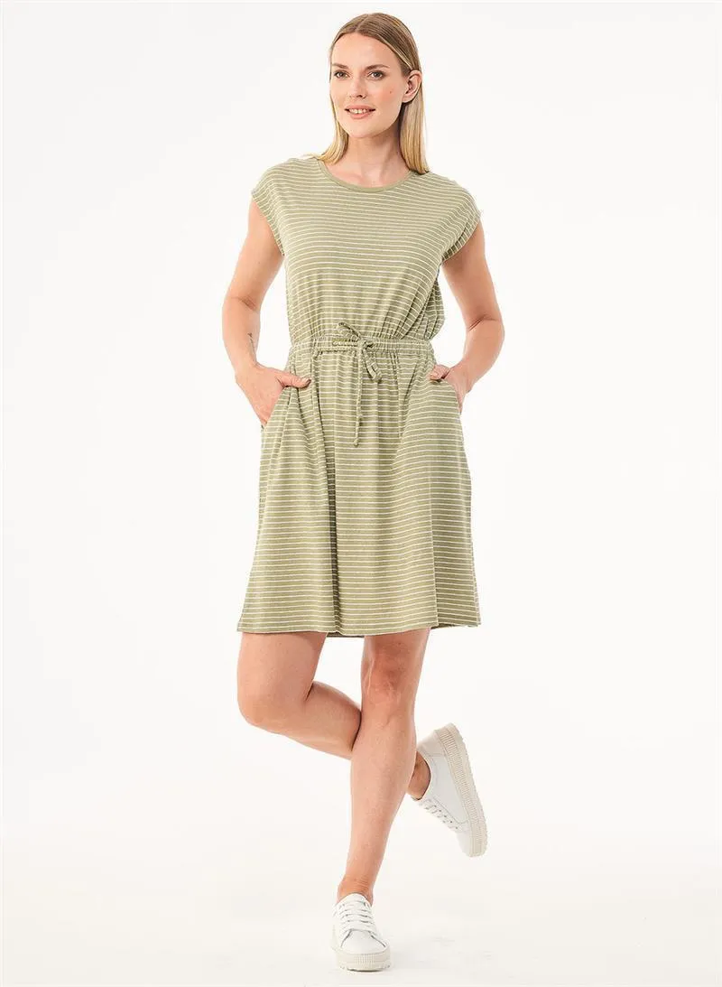 ORGANICATION Sleeveless-Kleid Modell: Striped, Olive/off white, – Produktbild 1 von 1