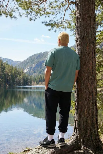 THE FACE OF ELEMENTS The Face of Elements Essential - Relaxed Fit T-Shirt aus 100% Bio-Baumwolle, Green bay (grün), – Produktbild 3 von 4