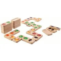 PlanToys PlanToys Domino "Obst und Gemüse" aus recyceltem Kautschukholz Maße 3,9 x 8,0 x 1,0 cm, Natur, mehrfarbig, – Produktbild 1 von 1