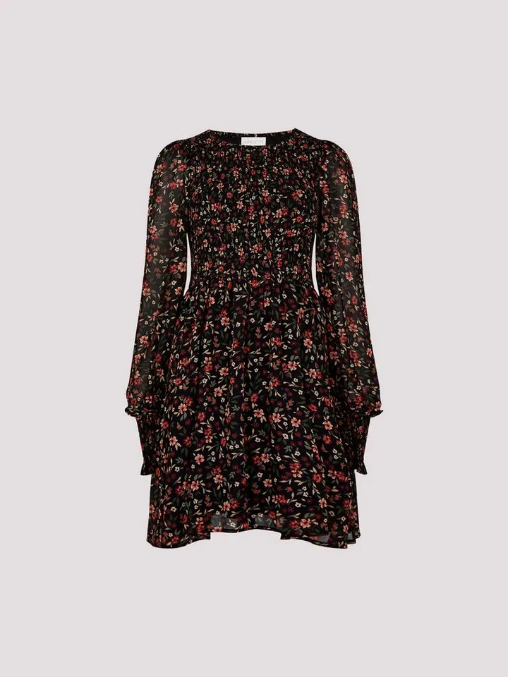 Apricot Apricot Druckkleid geblümtes Minikleid (1-tlg) mit Ballonärmeln, Rot, – Produktbild 5 von 5