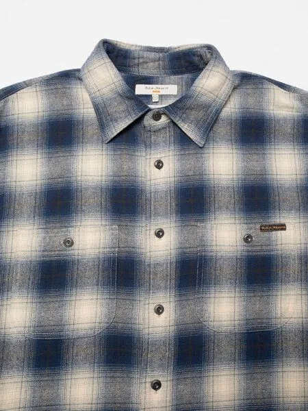 Nudie Jeans Nudie Jeans Kariertes Langarm-Hemd Julian Worker Check, Blue(dunkelblau), – Produktbild 2 von 4