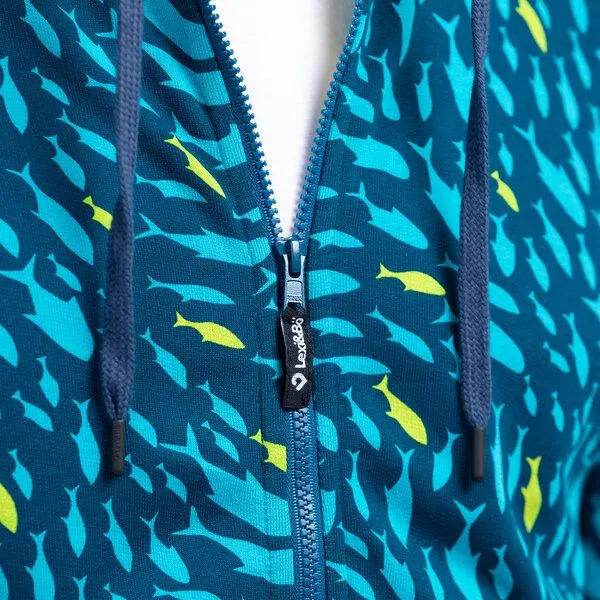 Lexi&Bö Lexi&Bö School of fish Zip Hoodie Herren, Poseidon (blau), – Produktbild 4 von 4