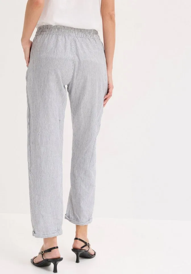 bonprix Leinenhose (1-tlg) aus Leinen und Lyocell, mit Elastik-Bündchen, Regular Fit, Blau, – Produktbild 3 von 5