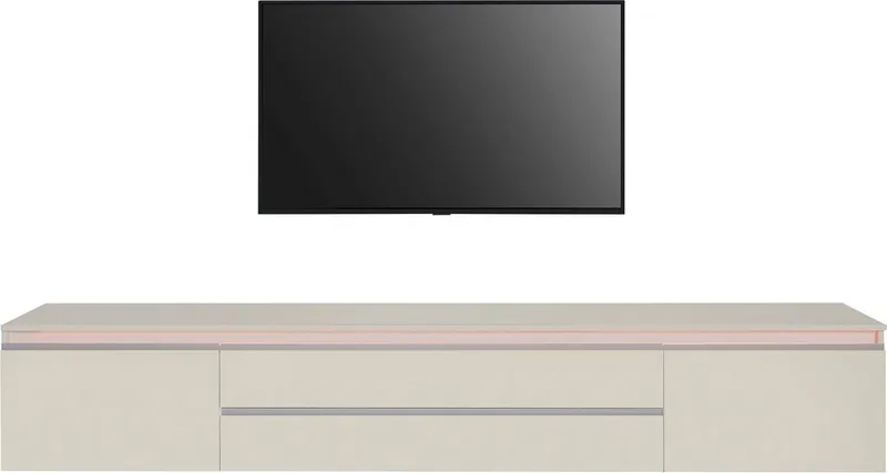 Home affaire Lowboard Magic,Lowboard,TV-Kommode,TV-Möbel,TV-Bank, Alugriff, 2 Türen, 2 Schubkästen, B/T/H 240×40×40 cm, kaschmir matt, Braun, – Produktbild 3 von 5