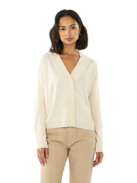 KnowledgeCotton Apparel KnowledgeCotton Apparel Strickcardigan mit V-Ausschnitt aus EcoVero, Natur (buttercream), – Produktbild 2 von 4