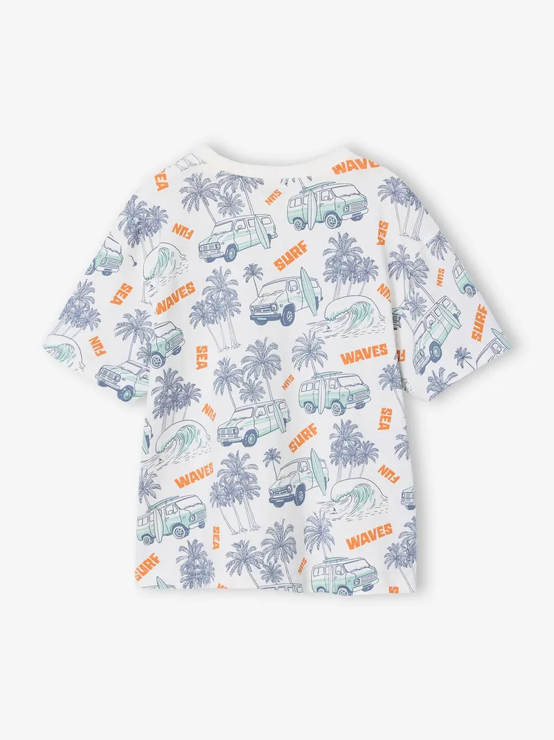 Vertbaudet T-Shirt bunter Alloverprint Jungen, Weiß, – Produktbild 2 von 3