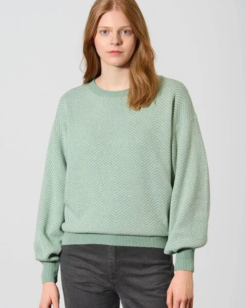 HempAge Hempage Moderner Jacquard Pullover Hanf/Biobaumwolle, Menta(grün), – Produktbild 2 von 4
