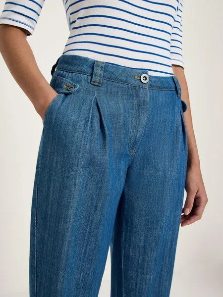 LANIUS LANIUS Jeans mit Bundfalte (GOTS) aus Bio-Baumwolle, Mid blue denim, – Produktbild 3 von 4