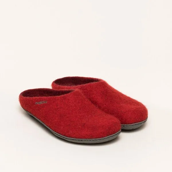 Magicfelt Magicfelt Filz-Hausschuh 736 aus 100% Merino-Wolle Pantoffel für Damen & Herren mit Gummi-Sohle, Mittel-rot, – Produktbild 1 von 4