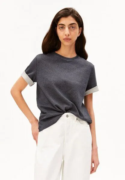 ARMEDANGELS ARMEDANGELS UN-WASTED Damen T-Shirt aus recyceltem Baumwoll Mix, Steel melange-undyed, – Produktbild 1 von 4