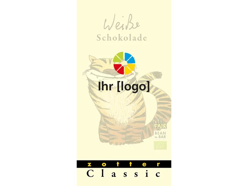 Zotter Zotter Bio-Schokolade 'Classic' mit indiv. gestalteter Banderole weiße Schokolade 70 g – Produktbild 1 von 2