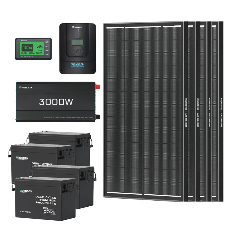 Renogy DE 15,36 kWh Solaranlage | Core mini 4 x 300Ah Lithium Batterie, 3000W Wechselrichter, 60A MPPT Laderegler - inkl. 19% MwSt. / keine Solarmodule – Produktbild 2 von 2