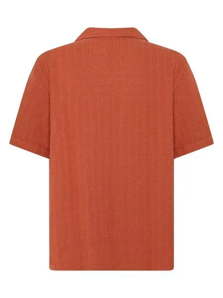 KnowledgeCotton Apparel KnowledgeCotton Apparel Kurzarm-Hemd Structure, Burnt brick, – Produktbild 2 von 3