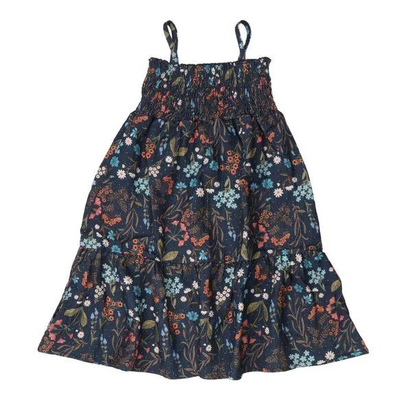Walkiddy Walkiddy Kinder Trägerkleid GOTS zertifiziert, dunkelblau, „Floral Night“ Blumen-Allover, weich, Blau, – Produktbild 1 von 3
