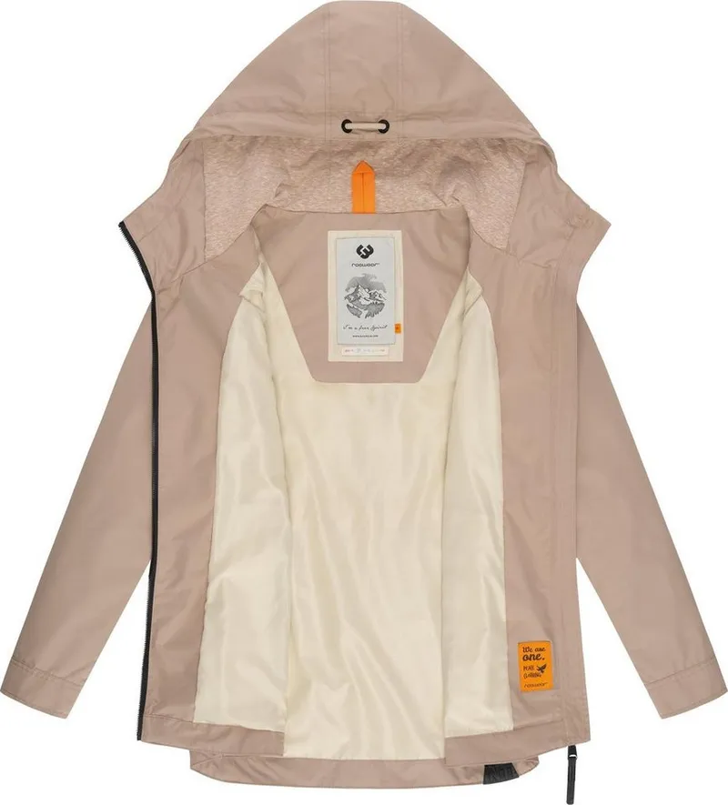 ragwear ragwear Outdoorjacke Zuzka stylische Übergangsjacke mit großer Kapuze, Braun, – Produktbild 1 von 4