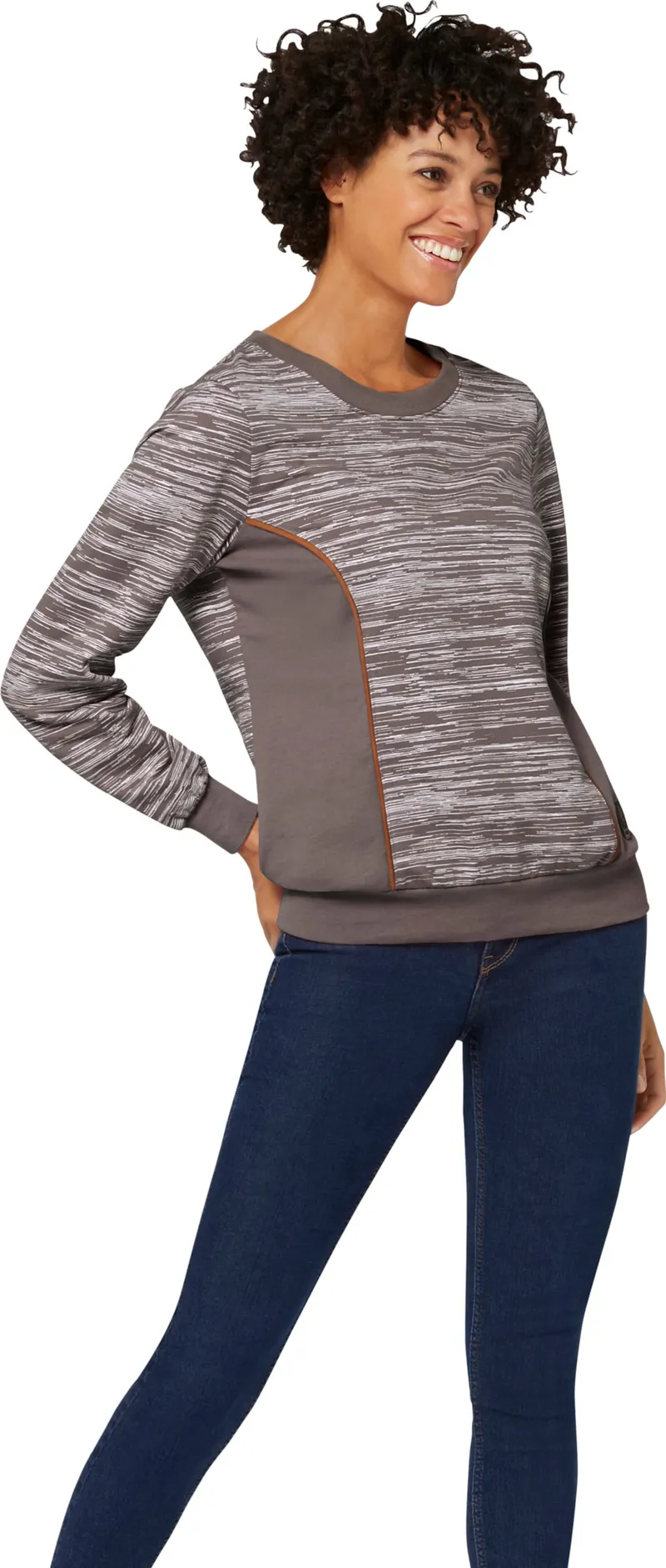 Witt Sweatshirt dunkeltaupe-ecru-bedruckt, Dunkeltaupe-ecru-bedruckt, – Produktbild 2 von 2