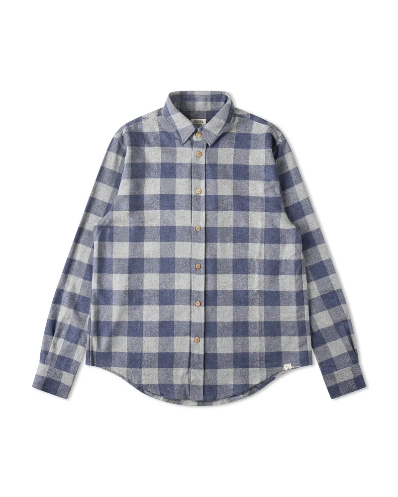 MATONA MATONA Herren vegan Hemd Flanell Kariert Blau, Dunkelblau, – Produktbild 1 von 2