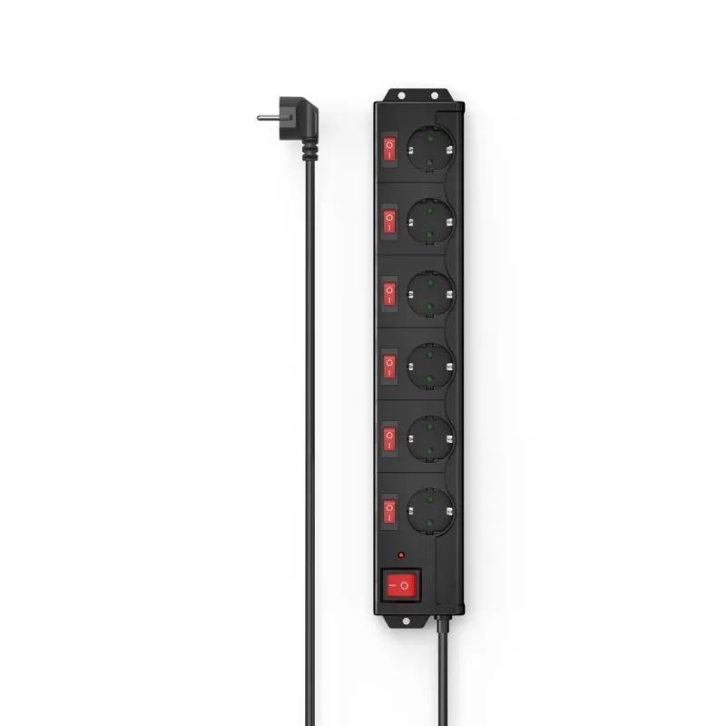 Hama Hama Steckdosenleiste "6+1", XL, 6-fach, einzeln schaltbar, Schwarz, – Produktbild 3 von 5
