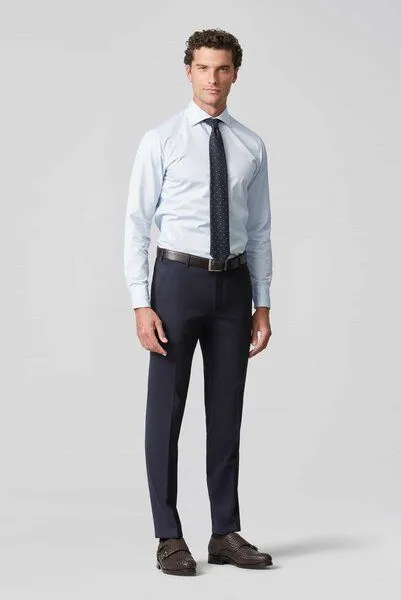Meyer MEYER Feingabardine Bi-Stretch Chino, Blau (marine), – Produktbild 2 von 4